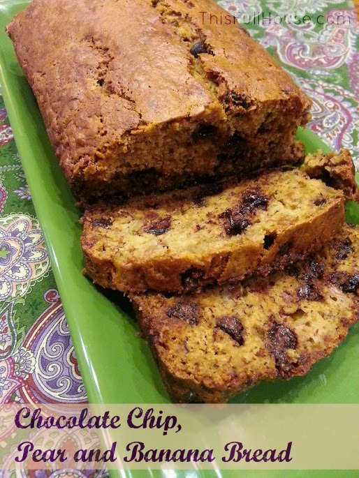 Chocolate Chip Pear and Banana Bread Cut